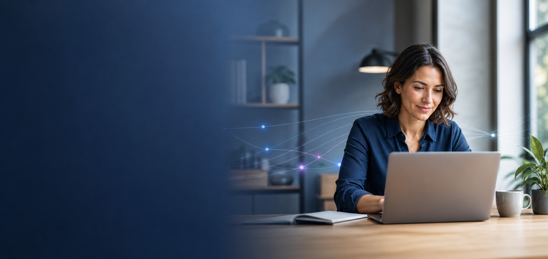 A woman using technology confidently